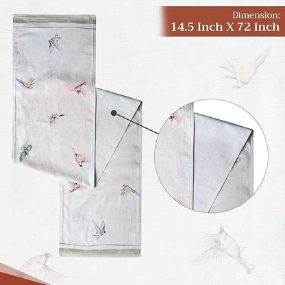 Maison d' Hermine Table Runner 100% Cotton Double Layer Table Runners 72 inches Long Decorative for Home Kitchen Dining Party Wedding Bridal Shower Spring Summer (Flying Birds, 14.50" x 72")