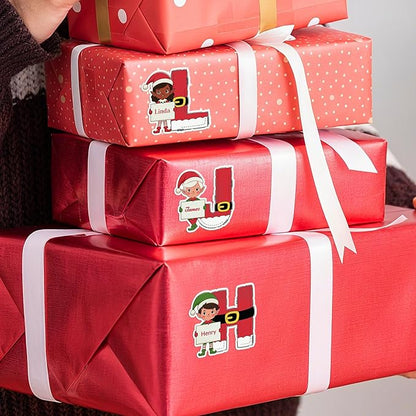 Personalized Christmas Stickers, Custom Name & Elf Waterproof Christmas Gift Tags for Gift Box Holiday Decorations, Stockings, Party Favors
