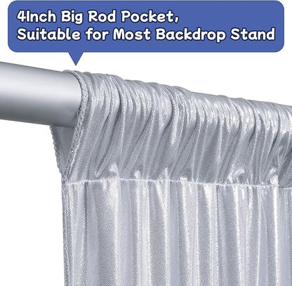 leegleri 30x10ft Thick Silver Glitter Backdrop Curtain Panels for Parties, Wrinkle Free Sequin Sparking Photo Backdrop Drapes, 6Panels 5x10ft Shimmer Back Drop Cloth for Wedding Birthday Photography