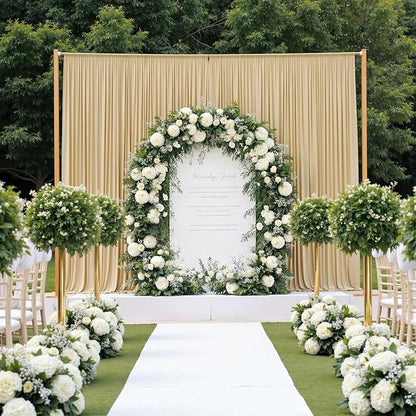 30ftx12ft Wrinkle Free Beige Backdrop Curtain, 6 Panels 12FT Height Beige Wedding Backdrop Drapes, Silky Polyester Back Drop Cloth for Birthday Photography Background Party Backdrop Draping