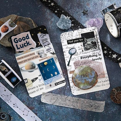18 Rolls Celestial Washi Tape Set Galaxy washi Tape for Crafts and Journaling DIY washi Tape for journaling Decorative Tape for Scrapbook Scrapbooking Supplies