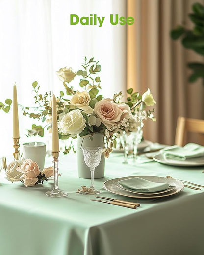 Pureegg Plastic Table Cloth Disposable 10 Pack, 54 x 108 Inch Table Cloths, Easter Party, Decorative Tablecloths, Rectangle, Light, Pastel Plastic Cover, Leakproof & Sturdy, Sage Green