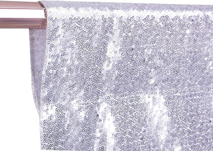 Poise3EHome 10Ft x 10Ft Silver Sequin Backdrop Curtain, Glitter Thick Satin Background Drapes, Sparkly Opaque Photography Curtain, Sequence Xmas Thanksgiving Backdrop for Wedding Party Decor