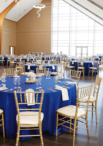 Fani 12 Pack 90 Inch Royal Blue Polyester Round Tablecloth, Stain and Wrinkle Resistant, Washable Table Cover for Wedding Party, Dining Table, Buffet, Parties, Camping