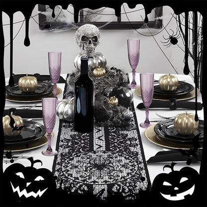 Plastic Champagne Flutes, 24PCS Dark Purple Wine Glasses Goblets Cups Reusable Flute, for Halloween Weddings Bachelor Parties Toasting and Events(24, Dark Purple)