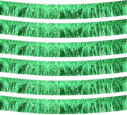 Green Foil Fringe Garland 10FT 6packs, Metallic Foil Tinsel Fringe Banners for Parade Float Decorations Wedding, Birthday Party Graduation (six Green)
