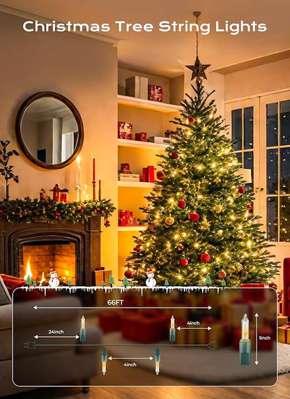 Minetom LED Clear Christmas String Lights, 200 Count 66 Feet LED Christmas Lights Bulb, Christmas Decorations Indoor, White Christma Tree Lights for Indoor Outdoor Xmas Wedding Party Festival