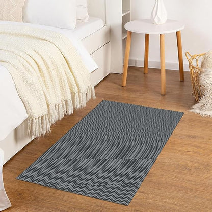 KOZYFLY Washable Area Rug 2x3 Ft Small Entryway Rug Indoor Door Mat Throw Rugs with Rubber Backing, Braided Cotton Floor Carpet for Front Entrance Bathroom Kitchen Foyer, Grey/Charcoal Grey