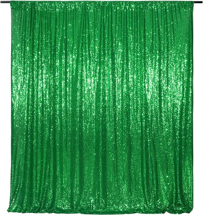 Eternal Beauty Green Sequin Backdrop, 8x10 Ft Glitter Background Curtains for Christmas Shimmer Photography Party Wedding Birthday Back Drop Decor