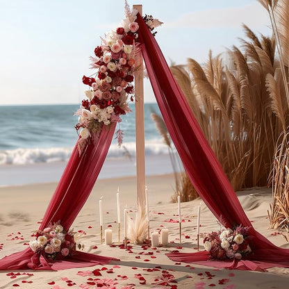 Burgundy Wedding Arch Draping Fabric 1 Panel 30'' x 20FT Burgundy Drapes Sheer Fabric Backdrop Curtains for Wedding Ceremony Birthday Party Bridal Shower Decoration