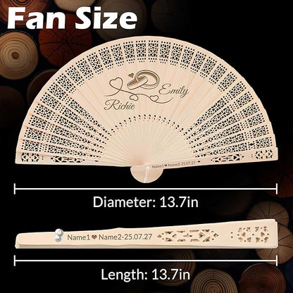 10 PCS Custom Fans Personalized Folding Fans for Line Dancing Wooden Hand Fan Wedding Favors Bulk Fans for Guests Party Event Use (Style01)