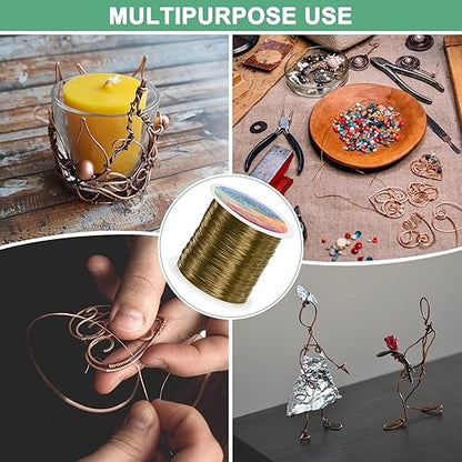0.4mm Jewelry Wire, 26 Gauge 328FT Craft Wire Copper Beading Wire for Jewelry Making/Planting/Weaving/DIY Crafting, Soft Metal Wires [100M, Bronze Tone]