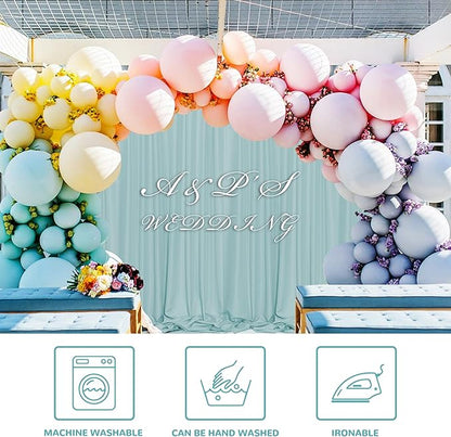 MEETSKY Light Green Backdrop Curtains 10ft x 10ft for Wedding Birthday Baby Shower Photography Backdrop Fabric Curtains Drapes Rod Pocket Light Filtering Window Drapes, 5ft x 10ft, 2 Panels