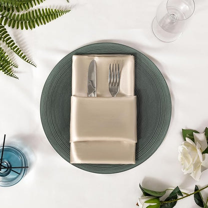 36 Pack Square Satin Dinner Napkins, 16x16 Inches Silky Soft Smooth Table Cloth Napkins for Restaurant Weddings Banquet Party Decoration, Khaki