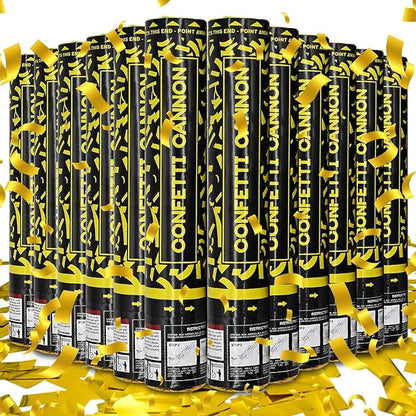 Gold Confetti Cannons 12 Pack - 12 inch Party Poppers with Gold Foil Confetti for Weddings, Birthdays, Graduations, Christmas, New Year Eve Party Supply