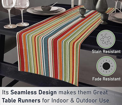Ruvanti 100% Cotton Table Runner 36 Inches Long, Non-Slip, Stain Resistant, Washable & Reusable Table Runners Perfect for Wedding, Parties, Christmas, Holiday, in-Door use - Multi Stripe