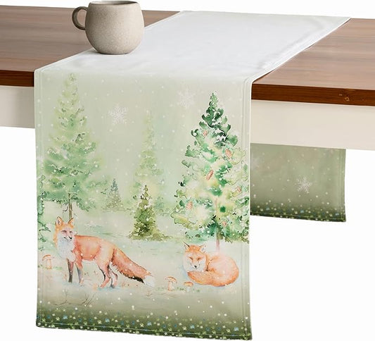 Maison d' Hermine Table Runner 100% Cotton Double Layer Table Runners 72 inches Long for Thanksgiving Christmas Decorations Home Kitchen Dining Party Wedding (Winter Mornings, 14.5" x 72")