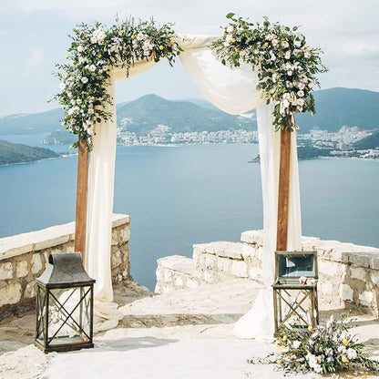 Wedding Arch Draping Fabric 3 Panels 30" x 32 ft White Wedding Arch Drapes for Ceremony Chiffon Fabric Drapes Arbor Drapery Decorations for Reception Sheer Backdrop Curtains for Party Ceremony