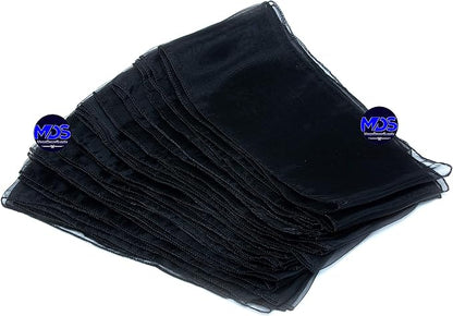 MDS Pack of 10 PCS Organza Chair Sashes Wider Dining Chair Bows Ribbon Tie Back for Wedding Party Birthday Bridal Shower Reception Event Banquet Home Chair Cover Decoration - Black