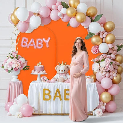 7.2FT Wedding Arch Covers Arch Backdrop Cover Arch Stand Covers Set Arch Cover Spandex Fabric Stretchy Backdrop for Wedding Birthday Party Decoration Baby Shower (Candy Orange)