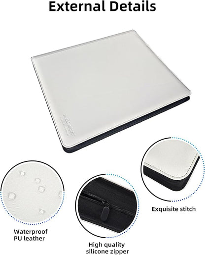 20 Pockets Premium Card Binder 1280 Cards Trading Card Binders Side Load Card Storage Display Album(20 Pocket 1280 Card Slot,White)