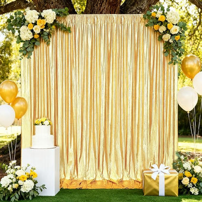 Gold Backdrop Curtains for Birthday Party: 4.8ftx8ft Sequin Background Baby Shower Curtain Drapes for Graduation Arch Backdrop