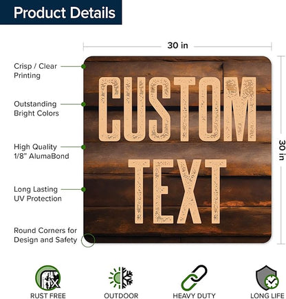 Custom Sign, Custom Street Sign, 11 Font Colors, 13 Font Styles, 4 Hole Options, 22 Sizes, 30x30 Inches, Rust Free DiBound, Fade Resistant, Made in USA by My Sign Center (Vintage Wood)