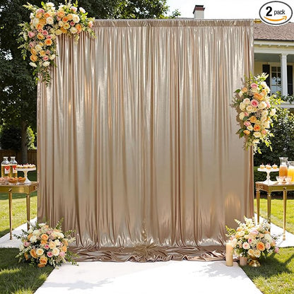 10x10 ft Wrinkle Free Champagne Sequin Backdrop Curtain for Parties,Thick Not Fall-Off Glitter Backdrop Drapes,2 Panels 5x10ft Shimmer Photo Back Drop Cloth for Wedding Birthday Photography Background
