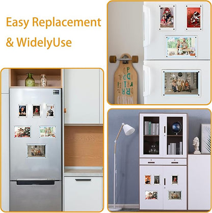 5 Pack-Polaroid Magnets for Refrigerator Acrylic Fridge Magnetic Frame 2.36 x 3.54 Inch Clear Picture Frames for-Polaroids-Fujifilm-instax Mini Film(5pcs Clear, 2.36x3.54 inch)