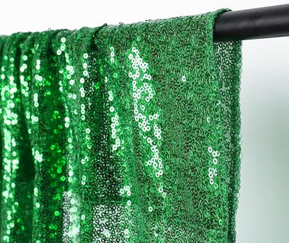 Eternal Beauty Green Sequin Backdrop, 6x8 Ft Glitter Background Curtains for Shimmer Photography Party Wedding Birthday Back Drop Decor