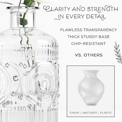 Gather & Bloom Creations 5 Piece Mini Bud Vase Set – Clear Glass Small Vases in Unique Shapes & Sizes for Flowers, Fairy Lights, Wedding Table Centerpieces, Vintage-Inspired Home Décor