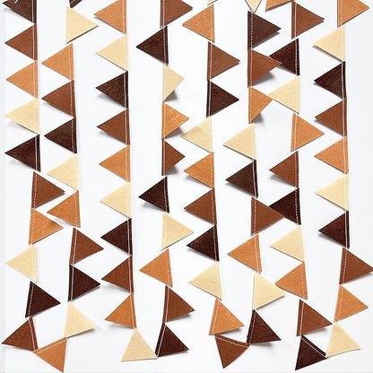 Brown Party Decorations Ombre Brown Felt Hanging Triangle Mini Bunting Pennant Banner Flag for Birthday Baby Shower Wedding Neutral Boho Woodland Safari Western Cowboy Party Classroom Nursery Decor