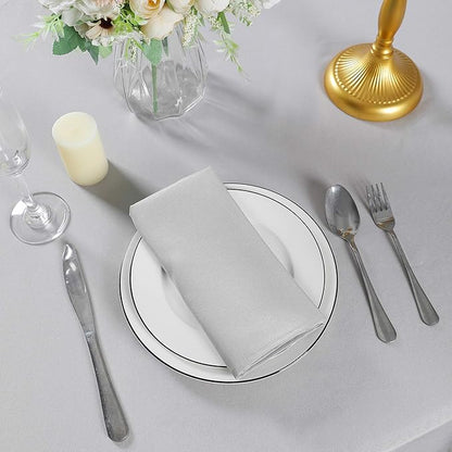 Cloth Napkins 20x20 inch Washable Polyester Dinner Napkins Soft Table Napkins for Wedding Party Dining Banquet(Silver,25PCS)