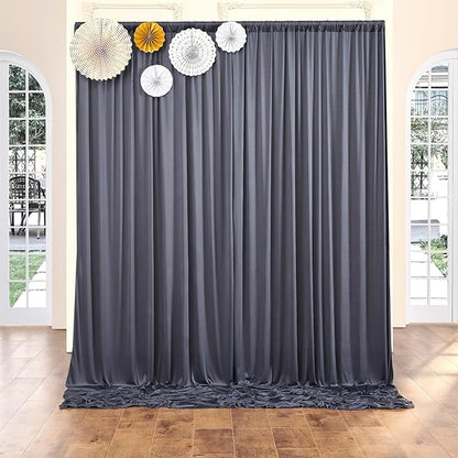 30 ft x 10 ft Wrinkle Free Charcoal Backdrop Curtain for Parties, Dark Grey Polyester Photo Backdrop Drapes for Baby Shower Wedding Engagement Birthday Party Backdrop Stand,5ft x 10ft 6 Panels