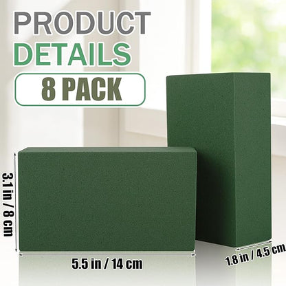 8 Packs Floral Foam Blocks Wet & Dry Floral Foam Bricks 5.5x3.1x1.8 Inch Flower Arranging Kit for Fresh and Artificial Flowers Florist Foam Blocks for Wedding Home Decor