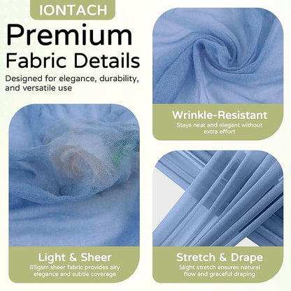 Wedding Arch Draping Fabric 29" x 19Ft Sheer Drapes for Backdrop Wedding Ceremony Reception Ceiling Decor Curtain Baby Bridal Shower Decoration (Dusty Blue, 2 Panels)