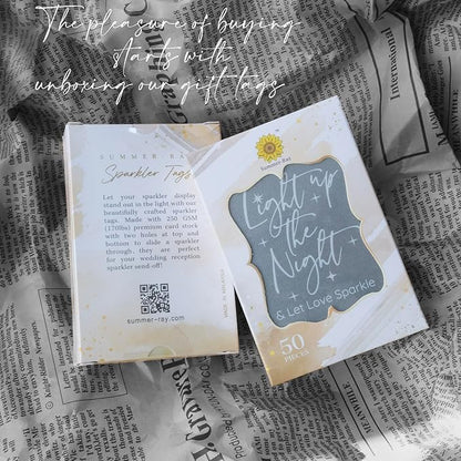 Summer-Ray 50pcs Light up The Night & Let Love Sparkle Wedding Sparkler Tags (White)