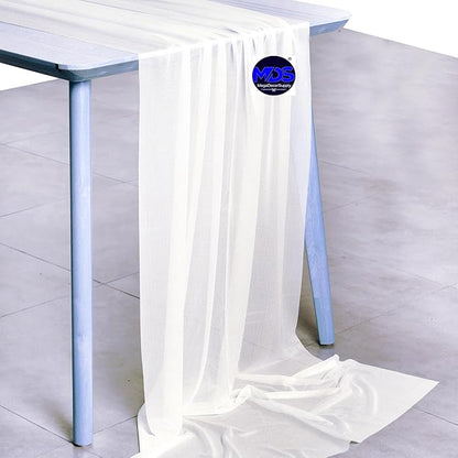 MDS 2 Pack 10ft Chiffon Table Runner 29 x 120 Inches Sheer Wedding Runner Romantic Rustic Table Runner for Wedding Decorations, Birthday Parties, Bridal Shower Party Arch Decor - Ivory