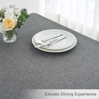maxmill Square Linen Textured Tablecloth Waterproof Spillproof Wrinkle Free Slubby Textured Table Cloth for Dinner and Party Washable Wipeable Fabric Table Cover Decoration, 60 x 60 Inch, Dark Grey