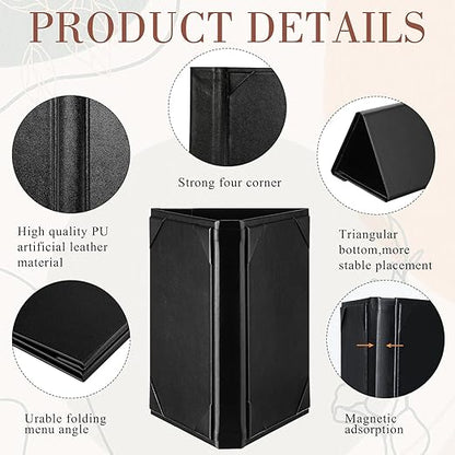 20 Pcs 5 x 7 Inch Triangle Menu Holders for Restaurant 3 Side Leatherette Table Tent Frame Menu Sign Cover Bulk for Restaurant Coffee Cafe Bar Wedding Drink Dessert