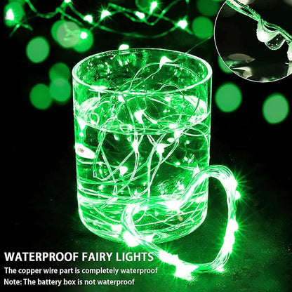 24 Pack Green Fairy Lights 7Ft 20 LED Twinkle String Lights 3 Modes Battery Operated Waterproof Firefly Starry for Mason Jar Party Wedding Christmas Valentines Day Table Centerpieces