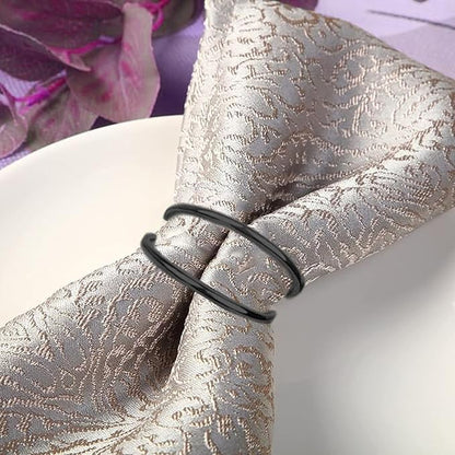 Black Napkin Rings - 12 PCS Metal Spiral Napkin Rings(Spiral) Napkin Holders Buckles for Family Dinner, Wedding, Party,Table Decorations
