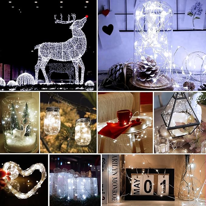pozzolanas 12 Pack White Battery Operated String Lights - 7ft Waterproof Fairy Lights with 20 LEDs for Home, Mason Jar, Party, Wedding, Halloween, Christmas Decorations