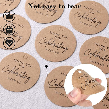 SallyFashion 120PCS Thank You Tags, 2inch Brown Round Gift Tags with String, Perfect for Gift Wrapping, Wedding Parties, Baby Shower