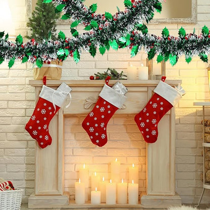 72 Feet Christmas Tinsel Garland Shiny Metallic Tinsel Twist Garland Streamers Ornaments Long Glitter Christmas Tree Hanging Decorations for Party Holiday Wedding Birthday Tree (Dark Green White)