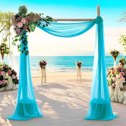 MDS Halloween Chiffon Draping Fabric - 2 Panel, 30" Wide x 20ft Long - Sheer Spooky Arbor & Canopy Drapery for Haunted House Backdrops, Party Ceilings, DIY Costumes & Themed Events - Peacock Blue