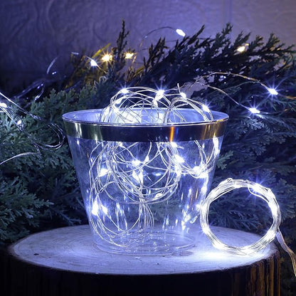WATERGLIDE 12 Pack Fairy Lights Battery Operated (Included), 7 ft 20 LED Mini String Lights, Waterproof Silver Wire Firefly Starry Light for DIY Wedding Christmas Party Decor, 6 Warm White & 6 White