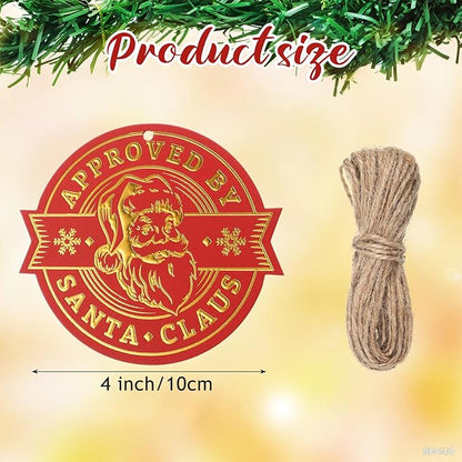 36 Pcs Christmas Gift Tag with String 3D Santa Gift Tag Gold Foil Present from Santa Claus Premium Gold Tags for Kids Christmas Party Decor(Classic)