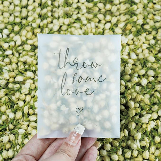 Rainbow Pana 50 Pack Prefilled Confetti Packets | Biodegradable Confetti, Dried Flower Petals | Real Flower Petals to Throw at Wedding, Glassine Bags Rose Wedding Send Off Ideas