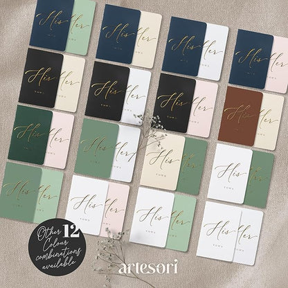 ARTESORI Wedding Vow Books His & Hers - Wedding Registry Gifts Ideas for Bride & Groom, Vow Books for Wedding - Soft-Touch, Gold-Foiled, 28 Lined Pages Vow Book for Her & Him [Ivory & Terracotta]